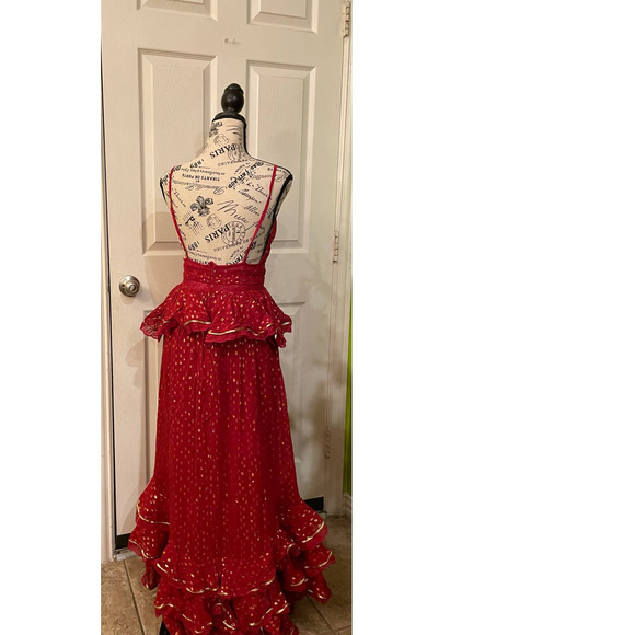 Free People's Rococo Sand Emi Long Dress in Red/Rouge, S - Picture 5 of 6